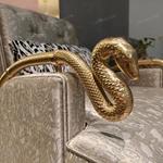 Leopard Jacquard L-Shape Sofa Set with Button Tufting Craftsmanship, Snake-Head Armrests & Braided Stainless Steel Legs